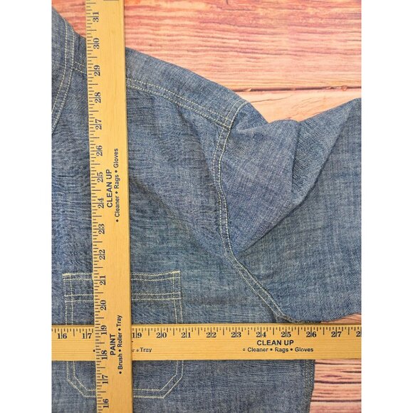 Lucky Brand Mens XX-Large Denim Shirt‎ 100% Cotton Blue Button-Up Long Sleeve - Picture 8 of 8